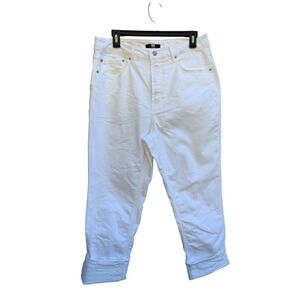 Frye High Rise Crop Jeans - White Denim Cuffed Hem - Women's‎ Size 10 / 30